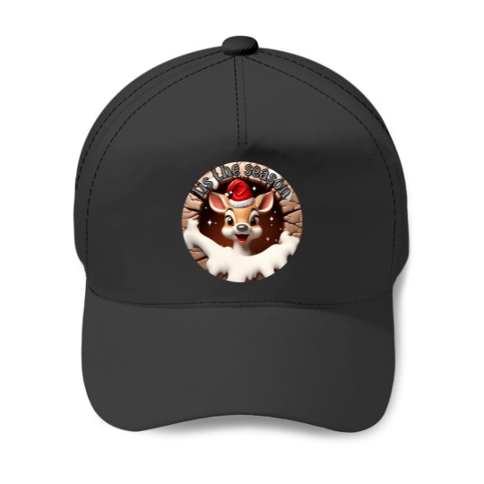 Discover 3D Christmas Deer Broken Wall Baseball Caps