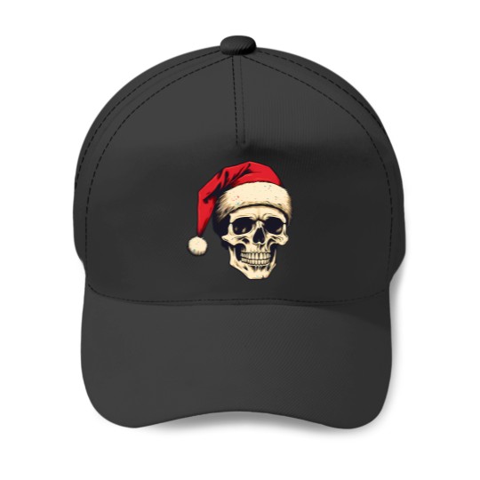 Discover A Skull With Santa Clauss Hat Baseball Caps