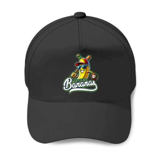 Discover Funny Lets Go Bananas Cute Banana for Kids Boys Girls Baseball Caps