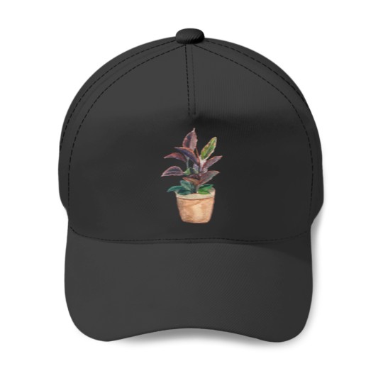 Discover Watercolor Rubber Tree Plant .png Baseball Caps
