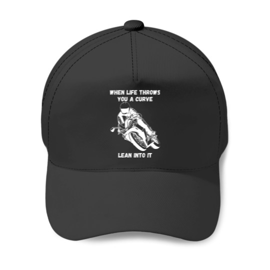 Discover If life throws you a curve funny motorcycle saying quote Baseball Caps