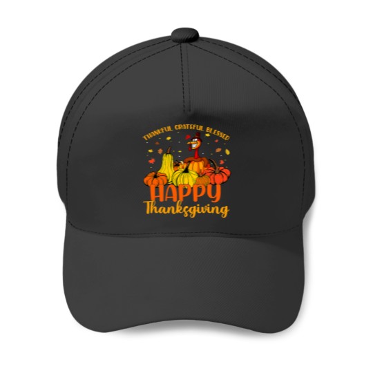 Discover Halloween Thankful Grateful Blessed Happy Thanksgiving Pilgrim Turkey 49 Baseball Caps