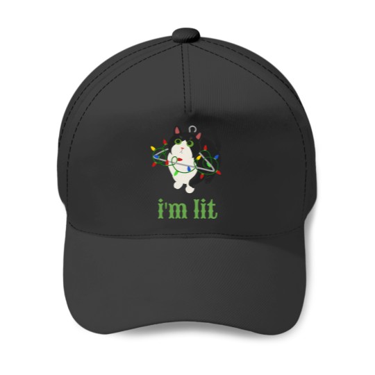 Discover I'M Lit Christmas Cat Baseball Caps