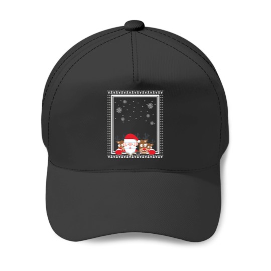 Discover Santa And Deer Christmas Ugly Sweater Style Baseball Caps