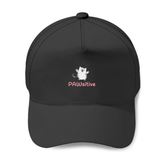 Discover Stay Pawsitive - Funny Cute Cat Pun 2 Baseball Caps