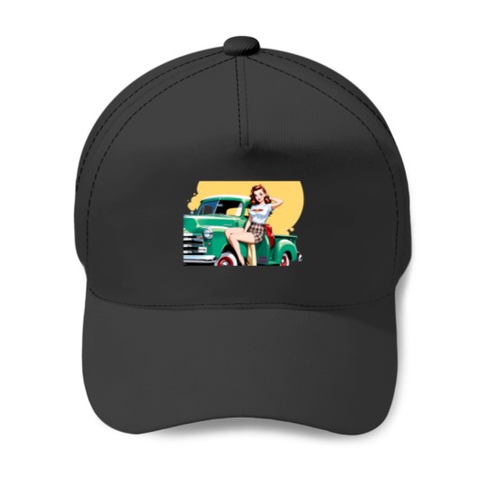 Discover Pin-Up Girl  Pick-Up Vintage Green Baseball Caps