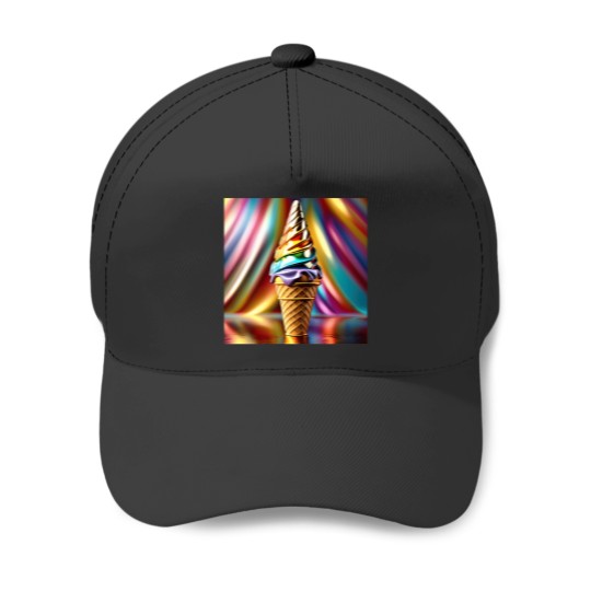 Discover Shimmering Ice Cream Cone Baseball Caps