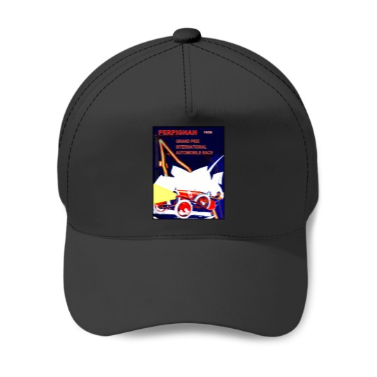 Discover Perpignan Vintage Grand Prix Auto Advertising Print Baseball Caps