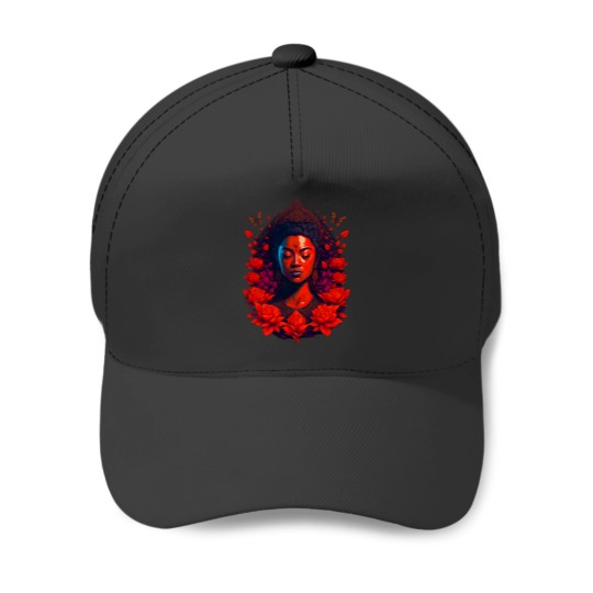 Discover The red female buddha, digital art Baseball Caps