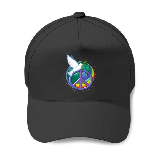 Discover peace dove peace sign peace rainbow V-Neck Baseball Caps