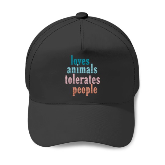 Discover Loves Animals Tolerates People Funny Animal Lover Dog Mom Baseball Caps