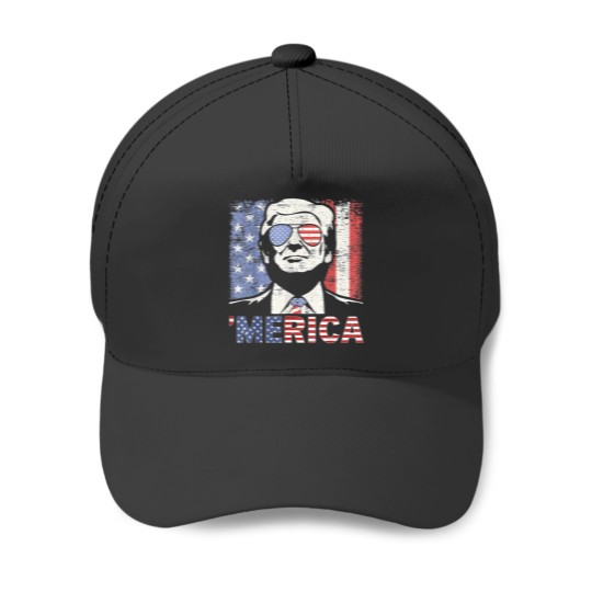 Discover 'merica trump happy 4th of july trump american flag 1 Baseball Caps