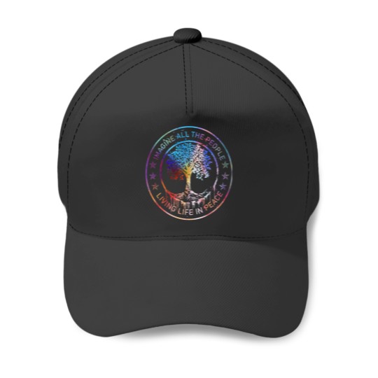 Discover All The People Imagine Living Life In Peace Art Tree Baseball Caps