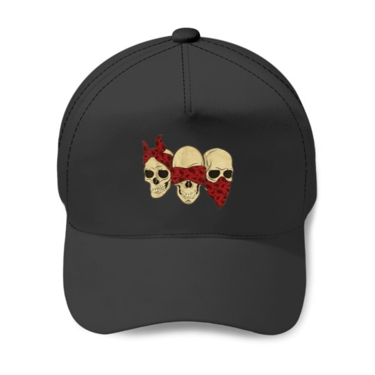 Discover Hear See Speak No Evil Skull Heads Baseball Caps