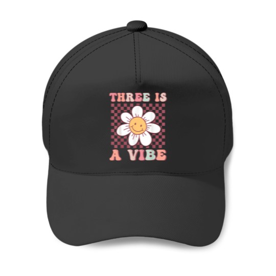 Discover Three Is A Vibe Cute Groovy 3rd Birthday Party D Baseball Caps