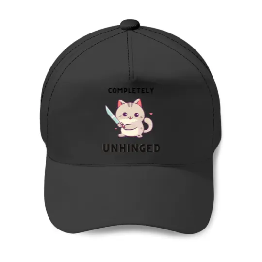 Discover Unhinged Cat Shirt Baseball Caps