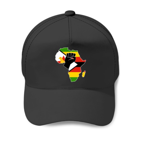 Discover Zimbabwean pride Zimbabwe flag Africa map raised fist hoodie Baseball Caps