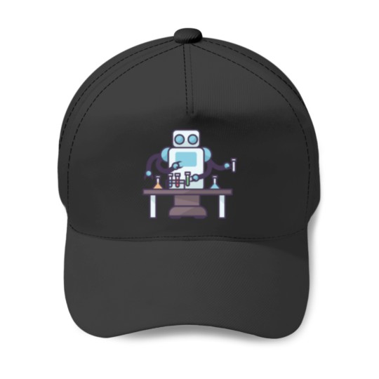 Discover Robot Holding Test Tubes Baseball Caps