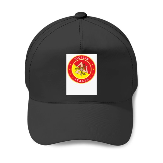 Discover Sicilia, Italia, Sicily, Italy, with flag colors Baseball ¾ Sleeve T-Shirt Baseball Caps