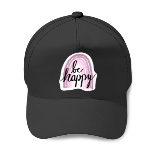 Discover Be Happy Purple Rainbow Baseball Caps