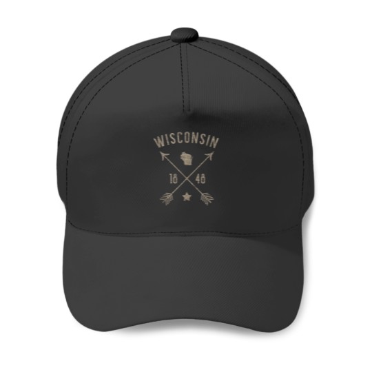 Discover Vintage Wisconsin Distressed Home State Map Boho Baseball Caps