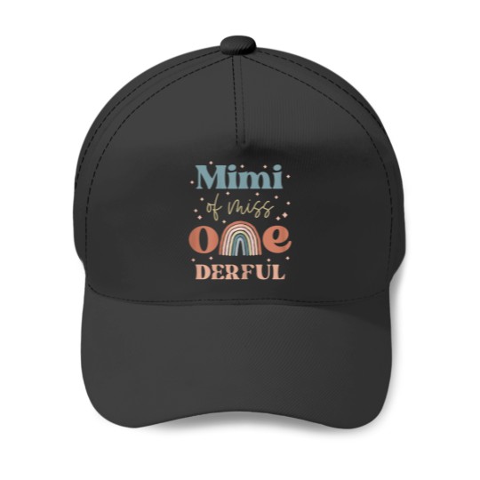 Discover Womens Mimi of Miss Onederful Boho Rainbow Daugh Baseball Caps