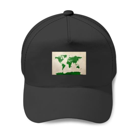 Discover World Map Green 2743 Baseball Caps