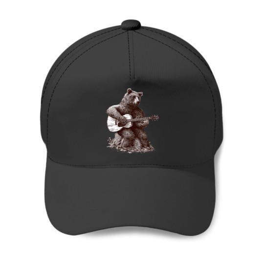 Discover Guitar Player GUITARIST Bear Funny Baseball Caps