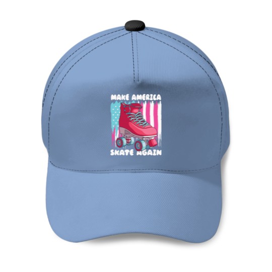 Discover 80s Roller Skate American Flag Cartoon Baseball Caps