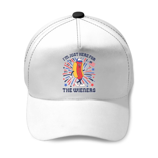 Discover I'm Just Here For The Wieners 4th of July Funny Hotdog Flag Baseball Caps