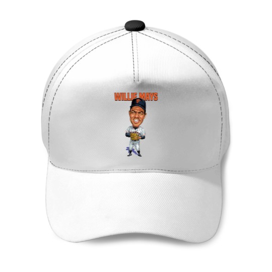 Discover Willie Mays Baseball Caricature Vintage Essential Baseball Caps