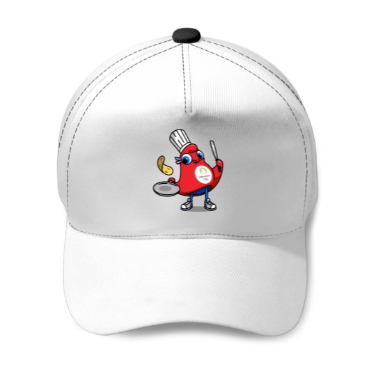 Discover Paris 2024 Phryges - Cartoon chef in red apron with food Baseball Caps