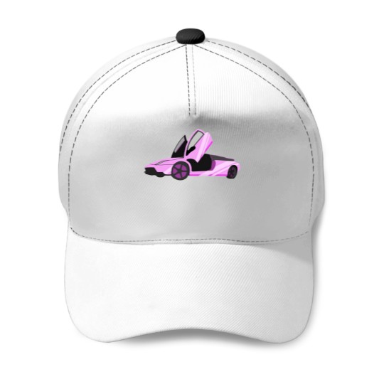 Discover Pink Sports Car Baseball Caps