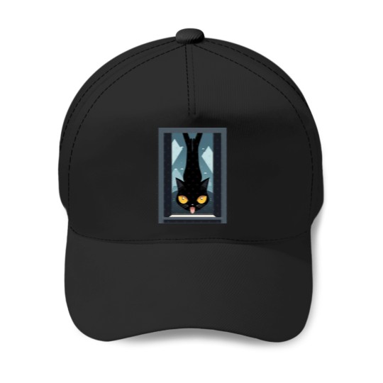 Discover funnys Cat Hanging Outside Window Baseball Caps