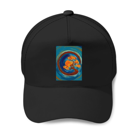 Discover Enso Zen circles and Bonsai Tree - impasto Baseball Caps