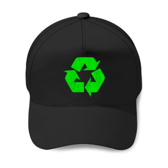 Discover Earth Day Grunge Recycle Symbol Baseball Caps