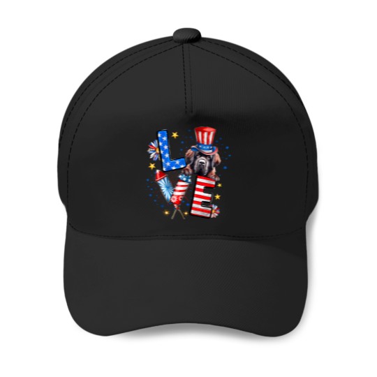Discover Love Newfoundland Dog American Flag 4Th Of July T-Shirt Baseball Caps