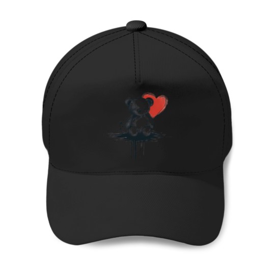 Discover Cute Teddy Bear With Hearts (Ink Design) (4) Baseball Caps