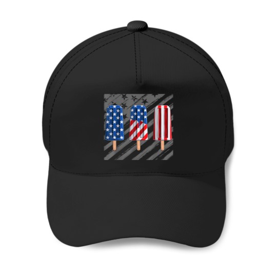 Discover 4th Of July Popsicles Red White Blue American Flag Kids Baseball Caps