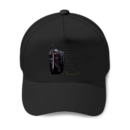 Discover A praying Knight Baseball Caps