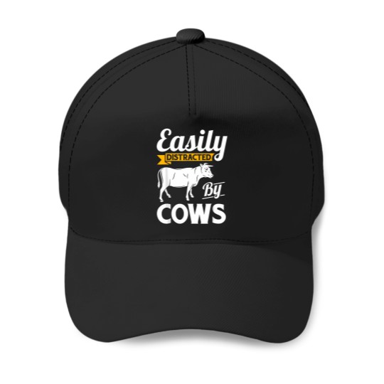Discover Easily Distracted By Cows - Funny Cow Famers Gift T-Shirt The A Team Coffee Mug Baseball Caps