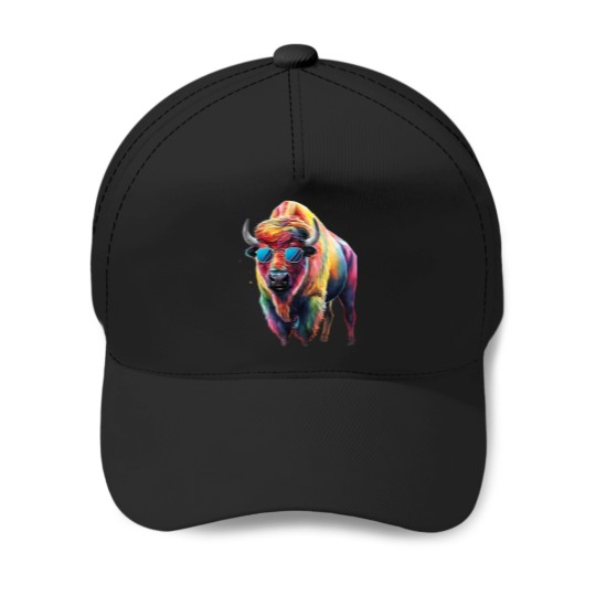 Discover Bison Men Woman Colorful Watercolor Bison Baseball Caps