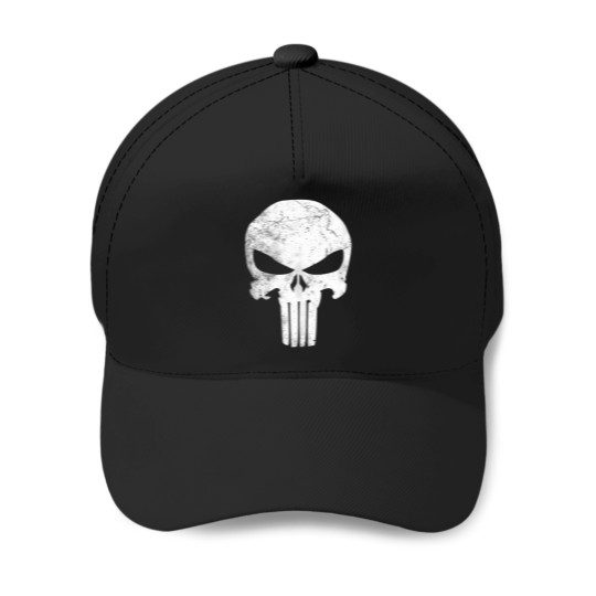 Discover comics punisher skull symbol distressed Baseball Caps