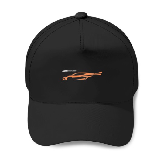 Discover C8-Sebring-Orange-Z06-C8R-Graphic-Silhouette T-Shirt Baseball Caps