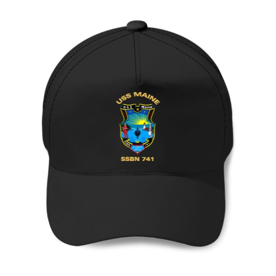 Discover USS Maine (SSBN-741) Crest For Dark Colors   T-Shirt Baseball Caps