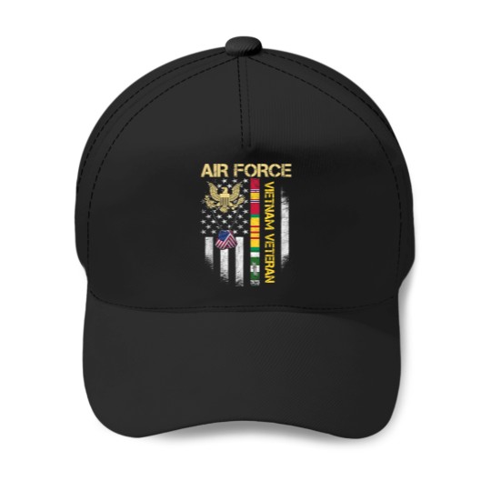 Discover Veteran Vets US Air forces Vietnam Veteran USAF Veteran USA Flag Gift Veterans Baseball Caps