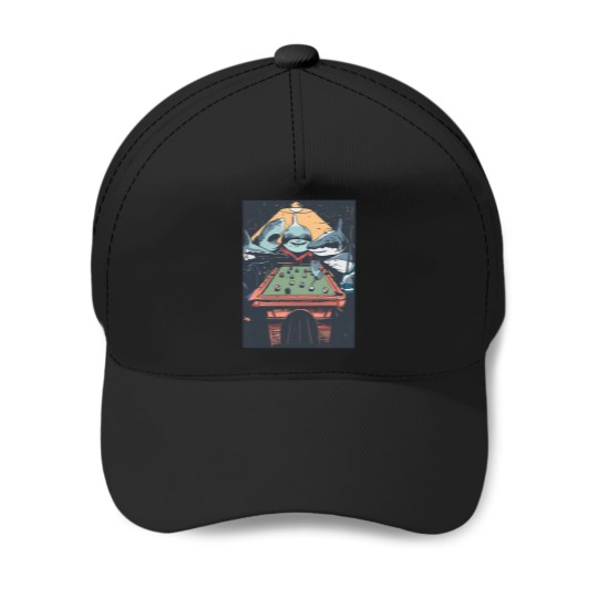 Discover Funny Shark Playing Pool Baseball Caps