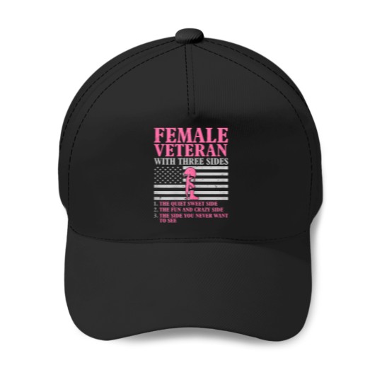 Discover female veteran with three sides veteran mother grandma Baseball Caps