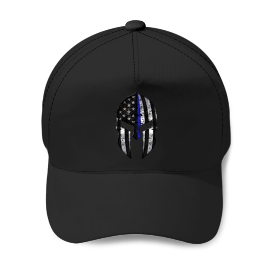 Discover Spartan Blue Line Police Support Baseball Caps