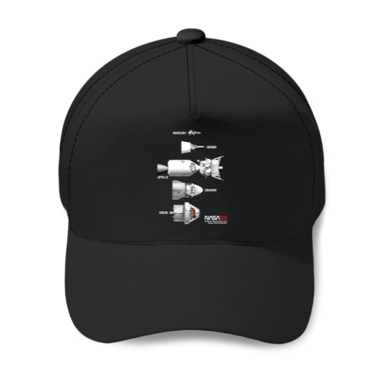 Discover Nasa Spacecraft Lineup - Mercury Gemini Apollo Dragon Orion T-Shirt Baseball Caps